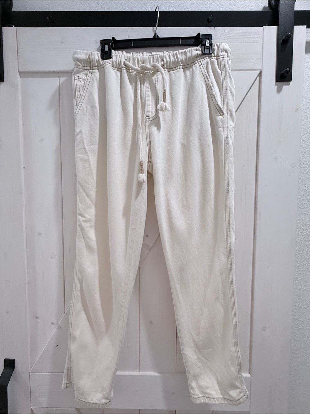 Liverpool Los Angeles Cream Drawstring Utility Pants